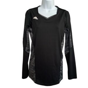 Adidas Women's Volleyball Quickset Long Sleeve V-Neck Jersey Black Size Small